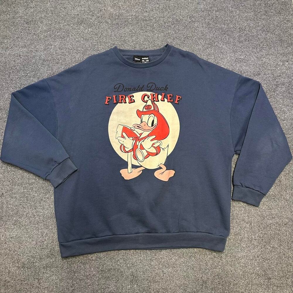 Cakeworthy Disney Women’s Donald Duck Fire Chief Crewneck Sweatshirt Unisex 3XL